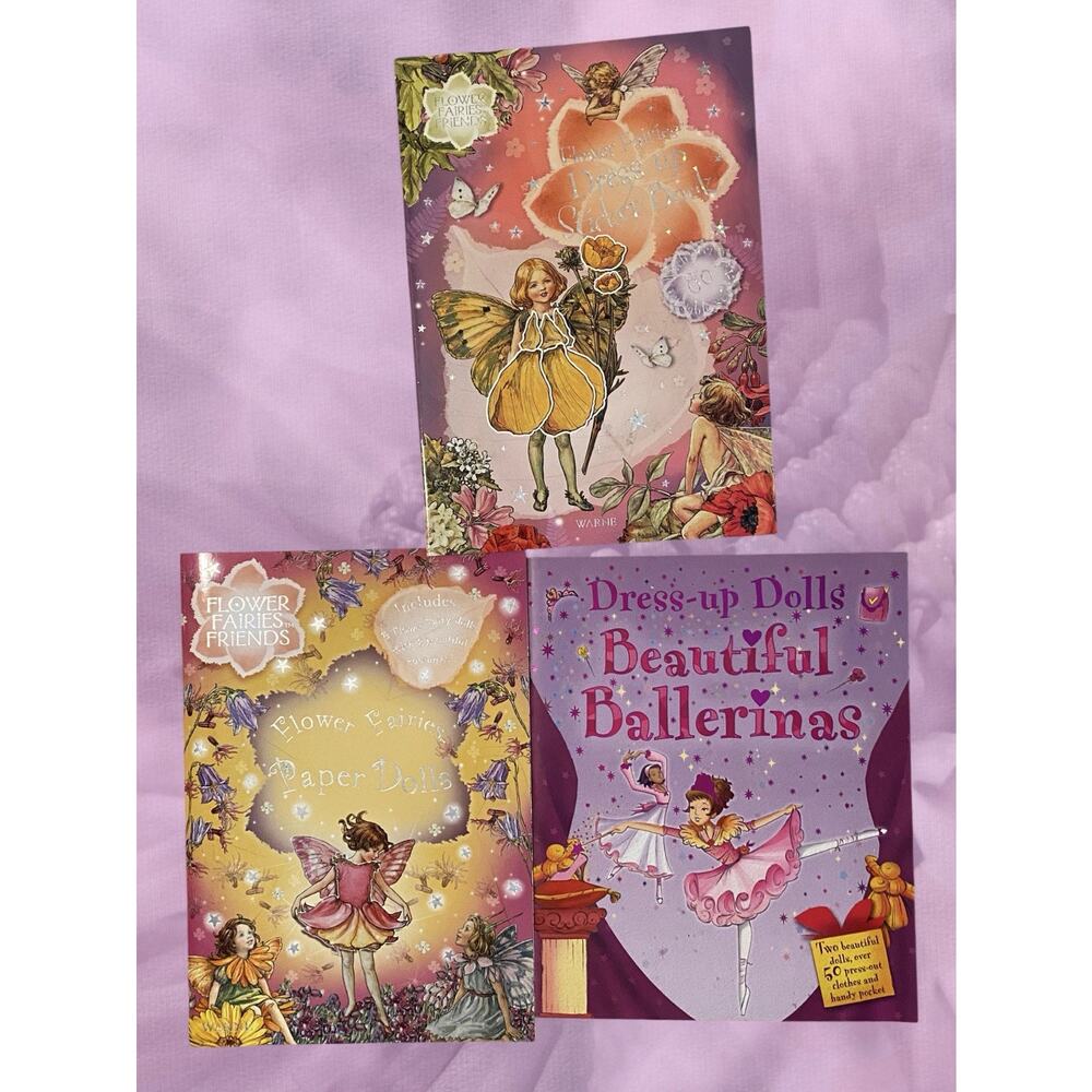 Vintage Toy Paper Doll and Flower Fairies Dress up Sticker Books Set Of 3-READ
